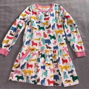 Mini Boden Fleece Dress With Dog Print 11/12